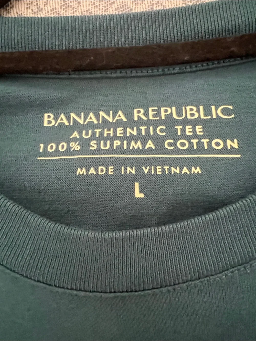 Banana Republic Men's Teal Pocket Crew T-Shirt, Standard Fit, Cotton, Size L